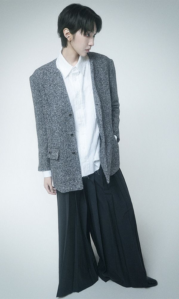 Labelless Tweed Jacket Charcoal