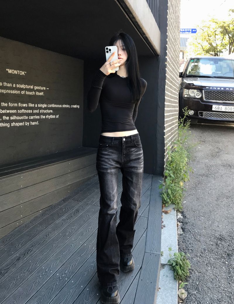 Coal Black Low-Rise Denim