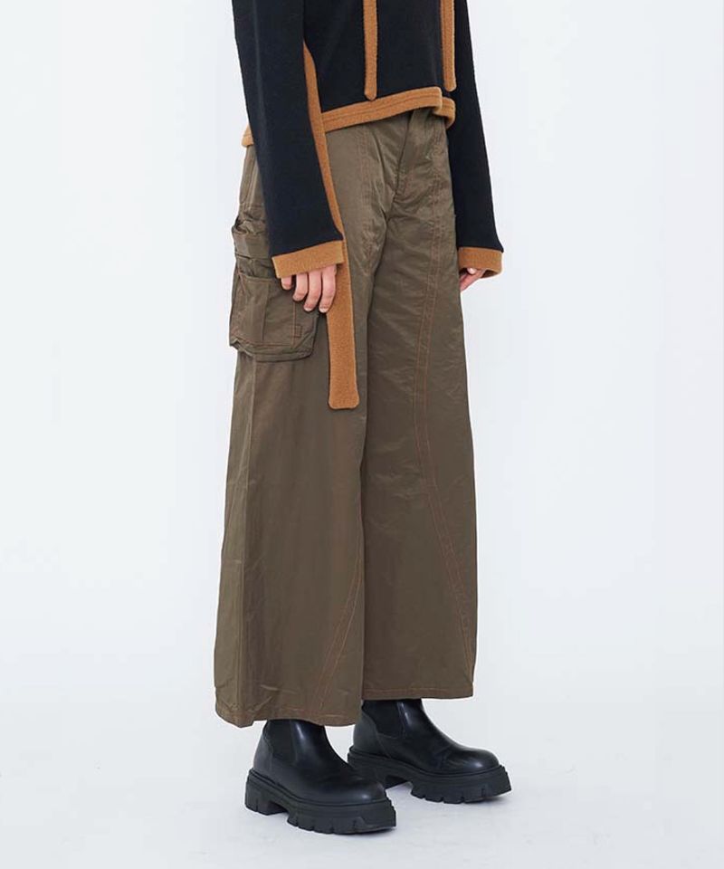 COLOR STITCH BAGGY WIDE PANTS