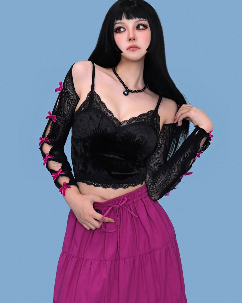 lovely ribbon mesh layered point