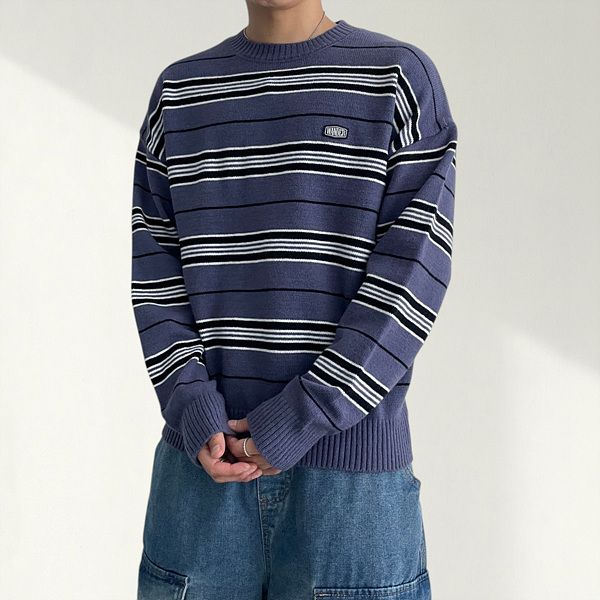 Pine Patch Embroidered Striped Knit (3 colors)