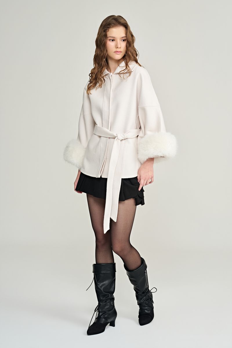 Bell australian wool cape coat, Ivory