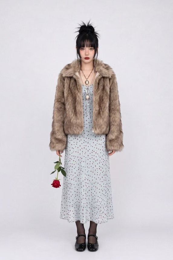 MISTY BLUE POLKA DOT SLIP DRESS