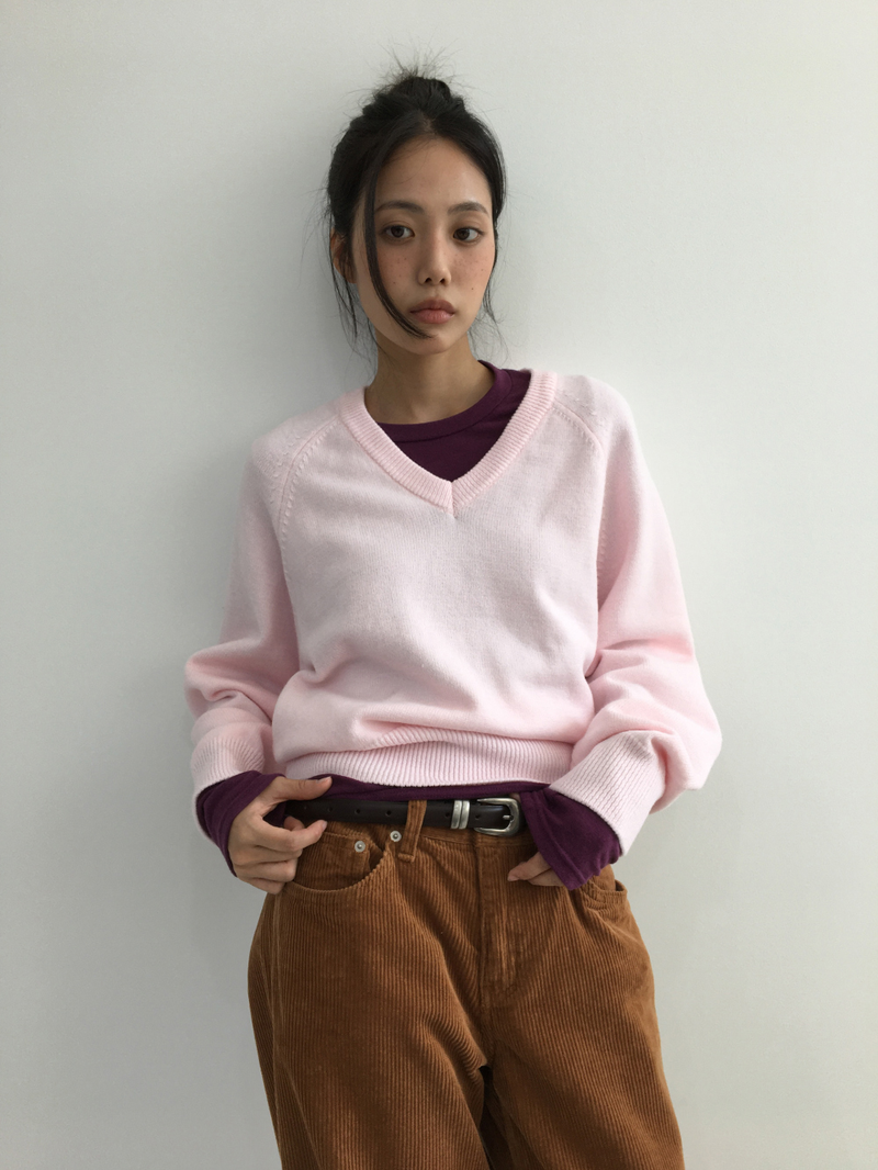 リービブVネッククロップドニット (4color)