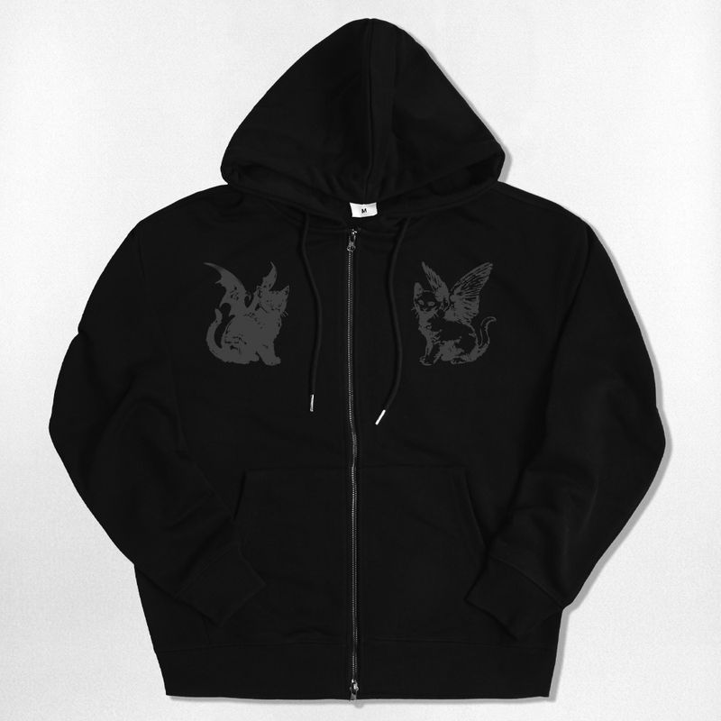 NOTUSUAL（ノットユージュアル）の「Pixel Cats 2way Zip-Up Hoodie - 4COLOR（Tops）」