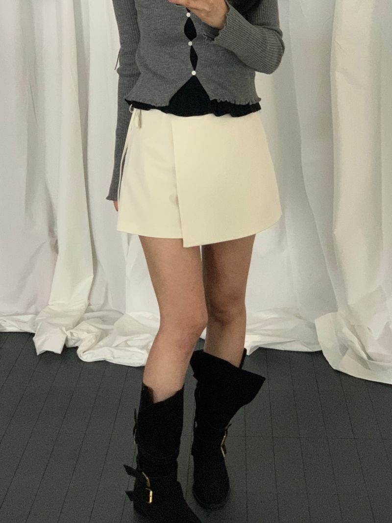 Vigent Wrap Ribbon Mini Skirt Pants