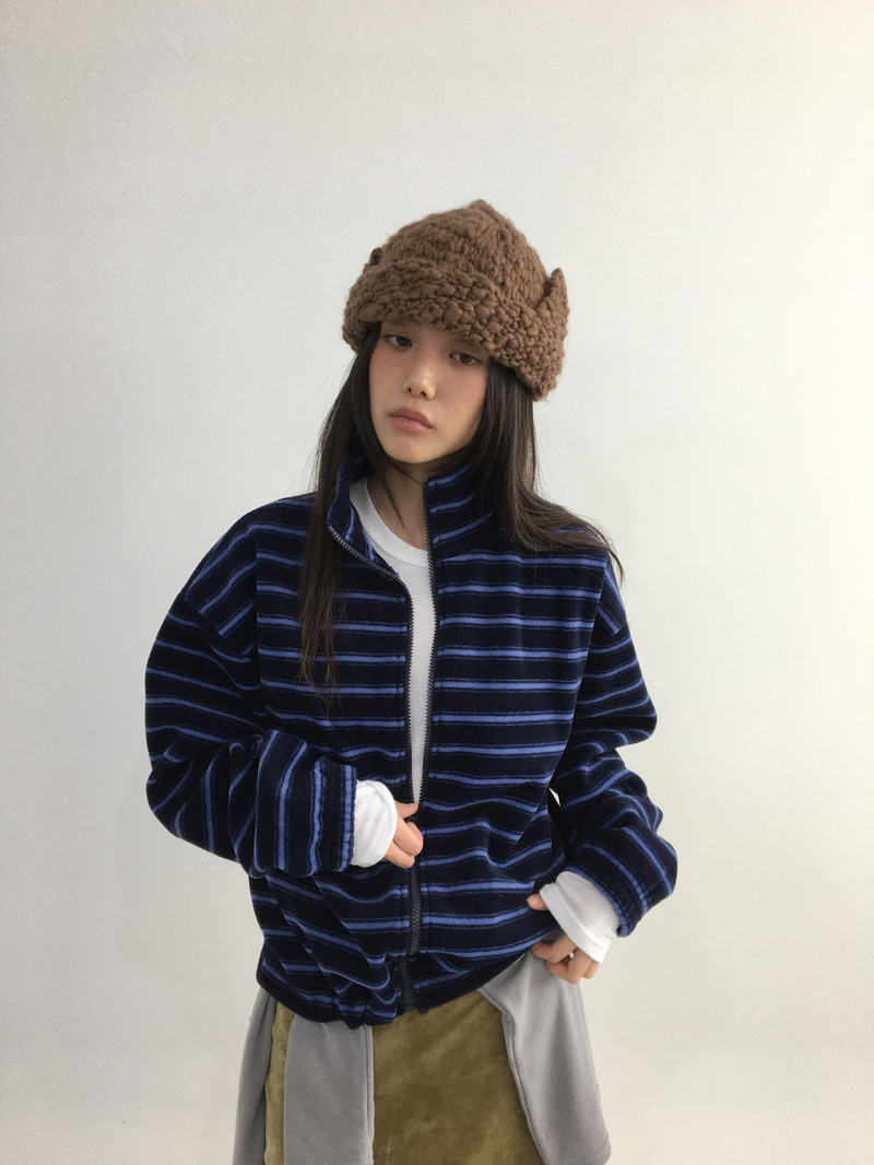 Hippo Stripe Fleece Zip-up (3color)