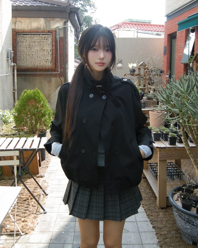 Monic High-Neck Buckle Trench Jacket