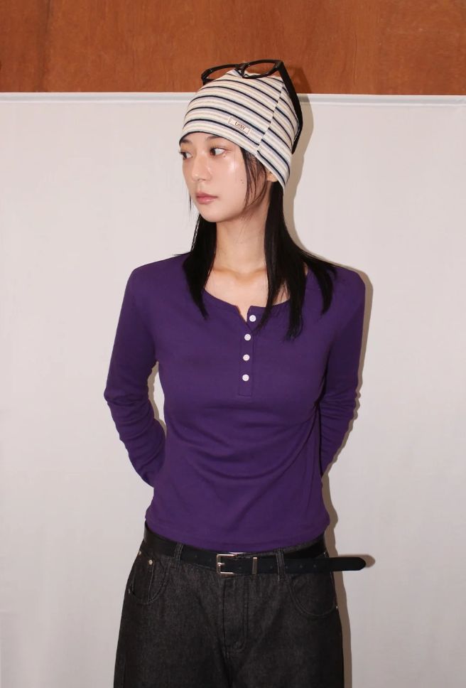 HENLEY BUTTON LONGSLEEVE