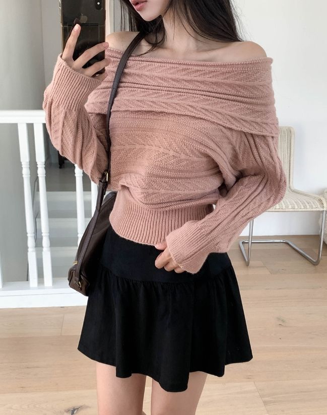 Blair Off-Shoulder Cable Knit