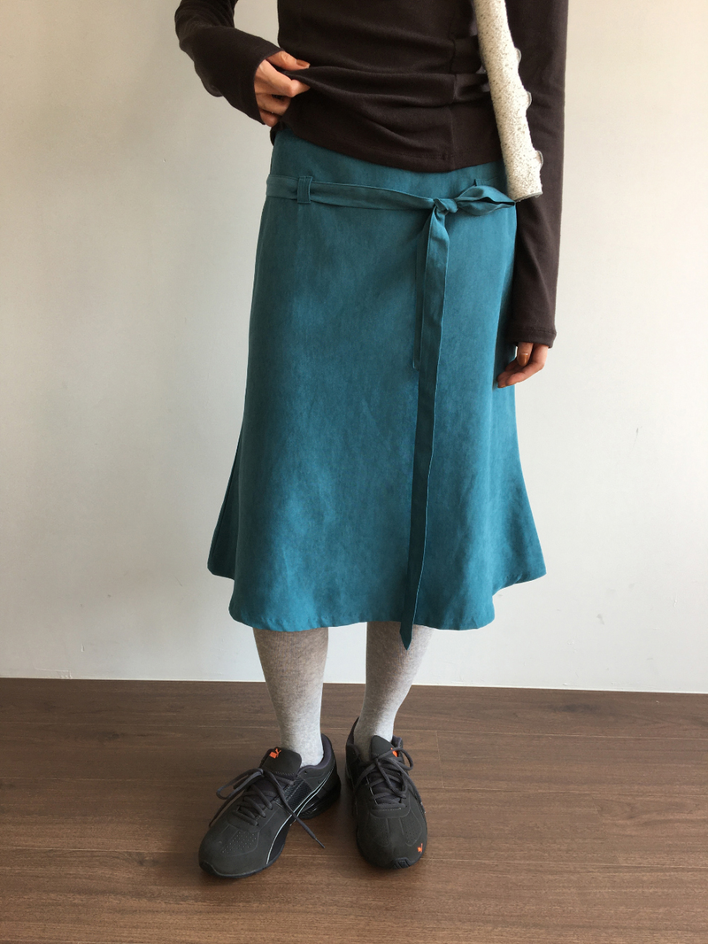 Low-tie midi skirt (2color)