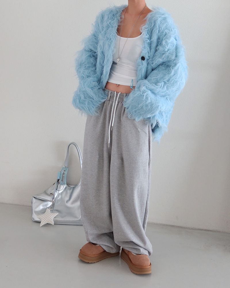 Poodle Sherpa Oversized Fur Cardigan