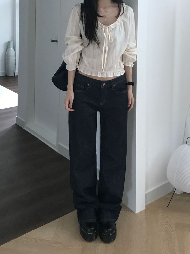 Irene Frill Ribbon Blouse (2 colors)