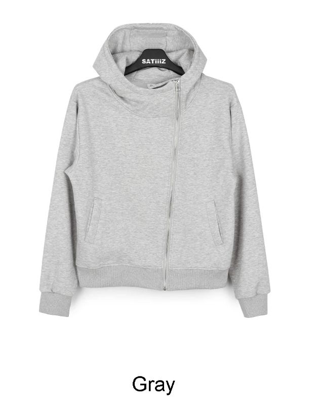 2S Diagonal High-Neck Hood Zip-up