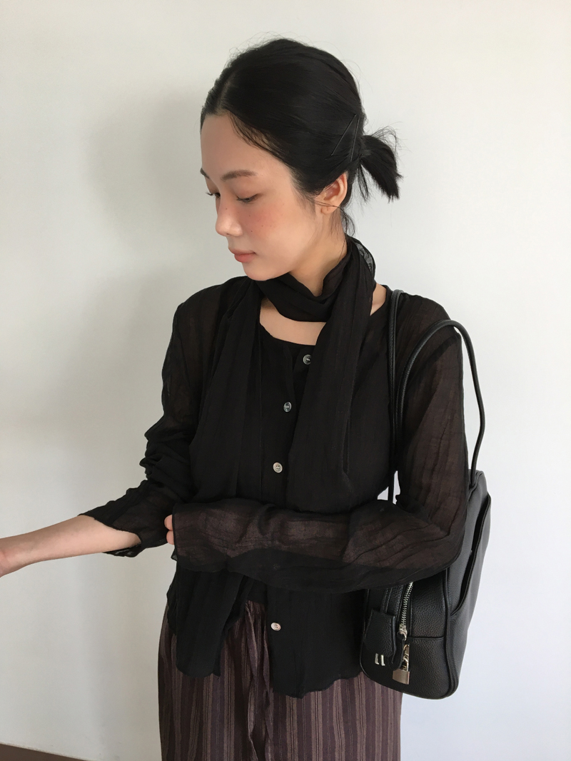 Sia Wrinkle Blouse + Scarf (2color)