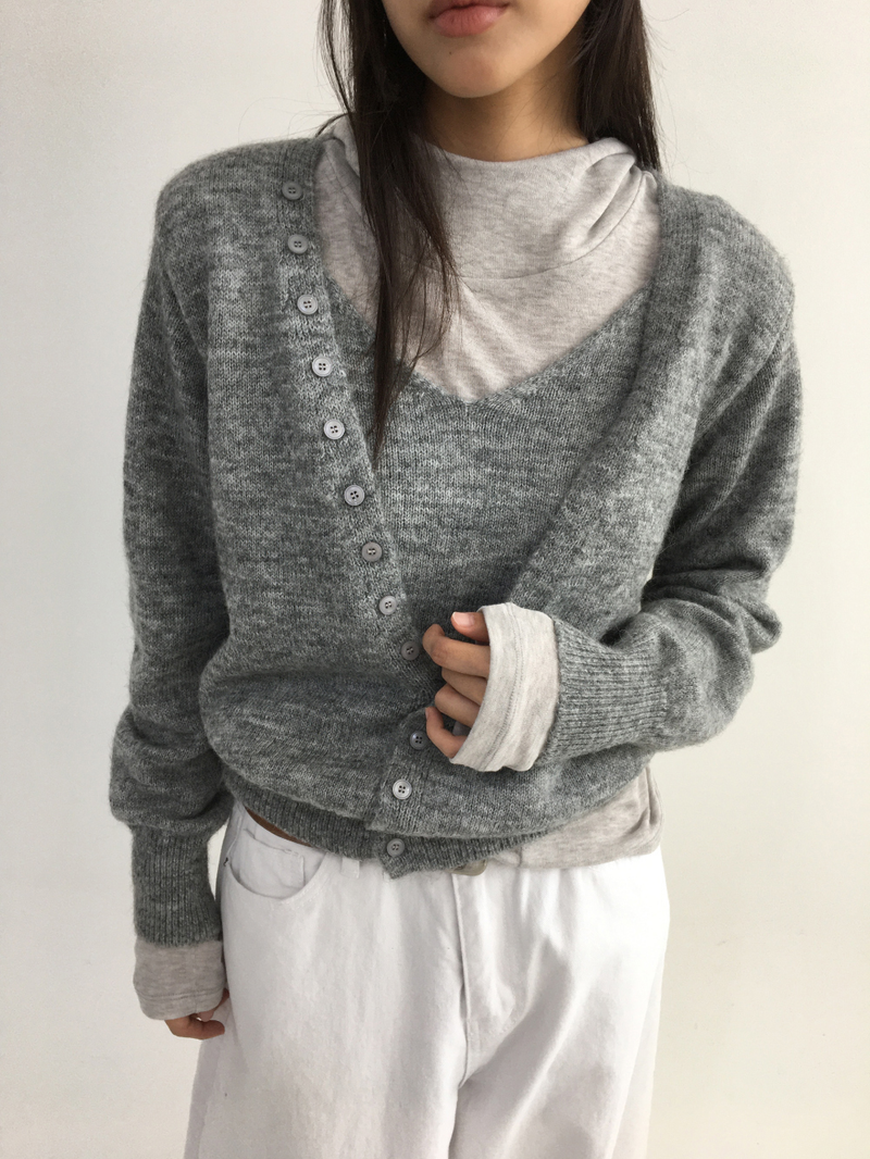 Tot Double V-Button Knit (4color)