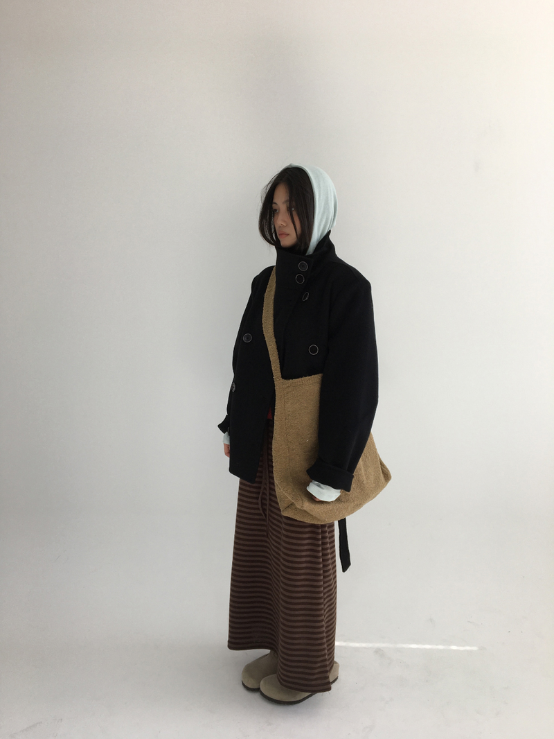ハショ ファンネルネック ハーフ コート (2color)