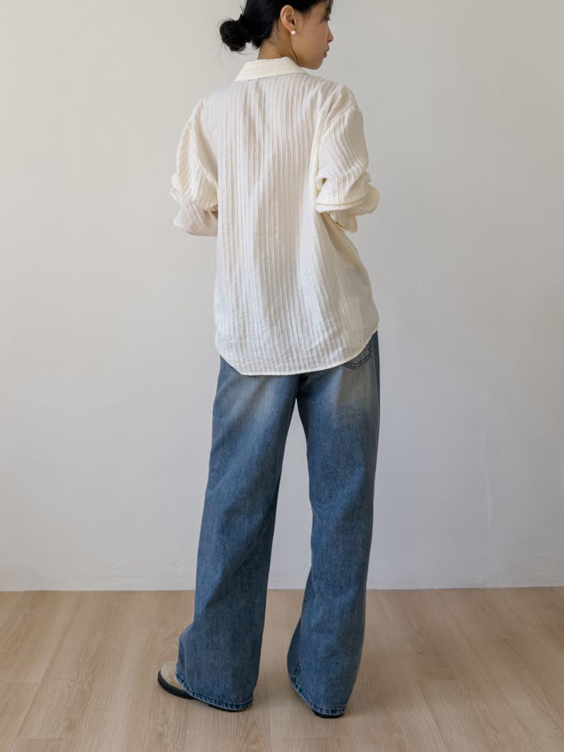 Embossed Wrap Stripe Over Fit Shirt