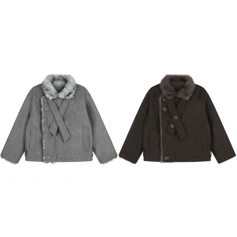 Elora Faux Fur Trim Belted Jacket