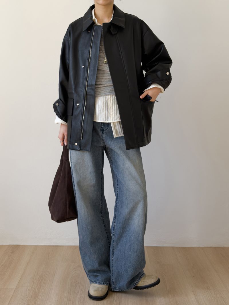 Embossed Wrap Stripe Over Fit Shirt