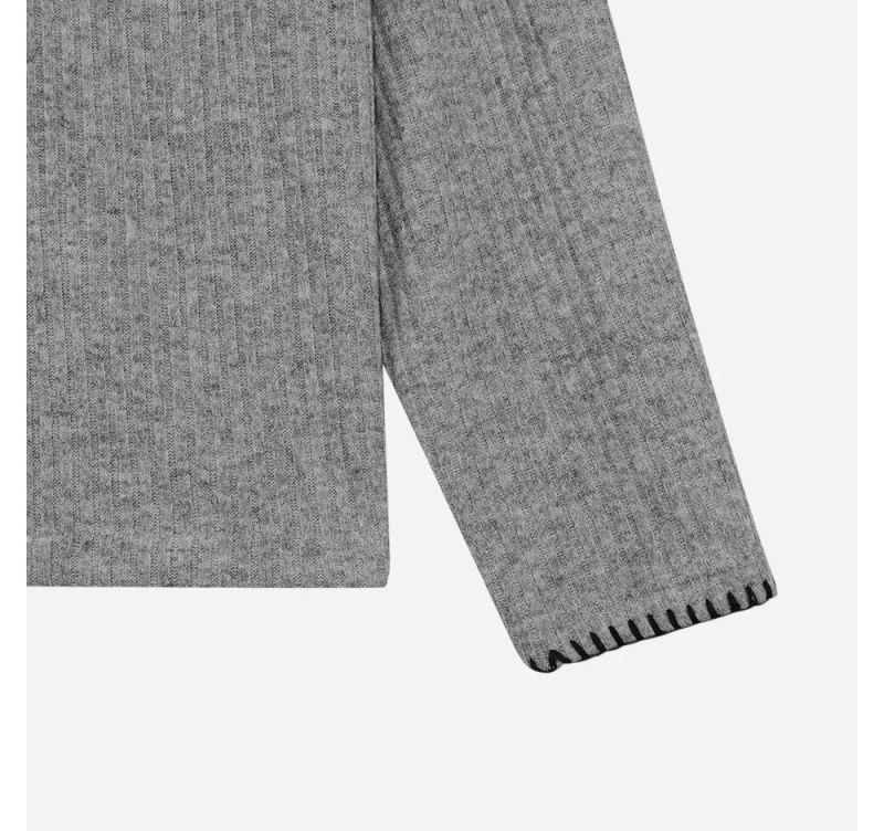 Stitched Henneck Cropped Knit