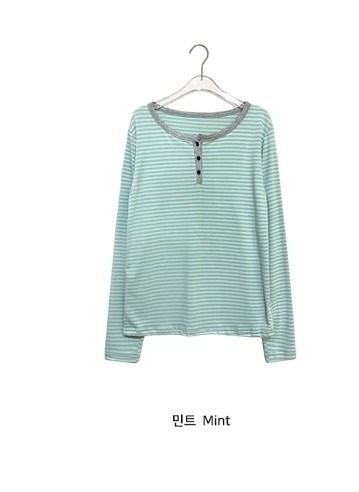 26FW★ [BAONHAUS] Diendi Stripe Henley Long Sleeve Tee