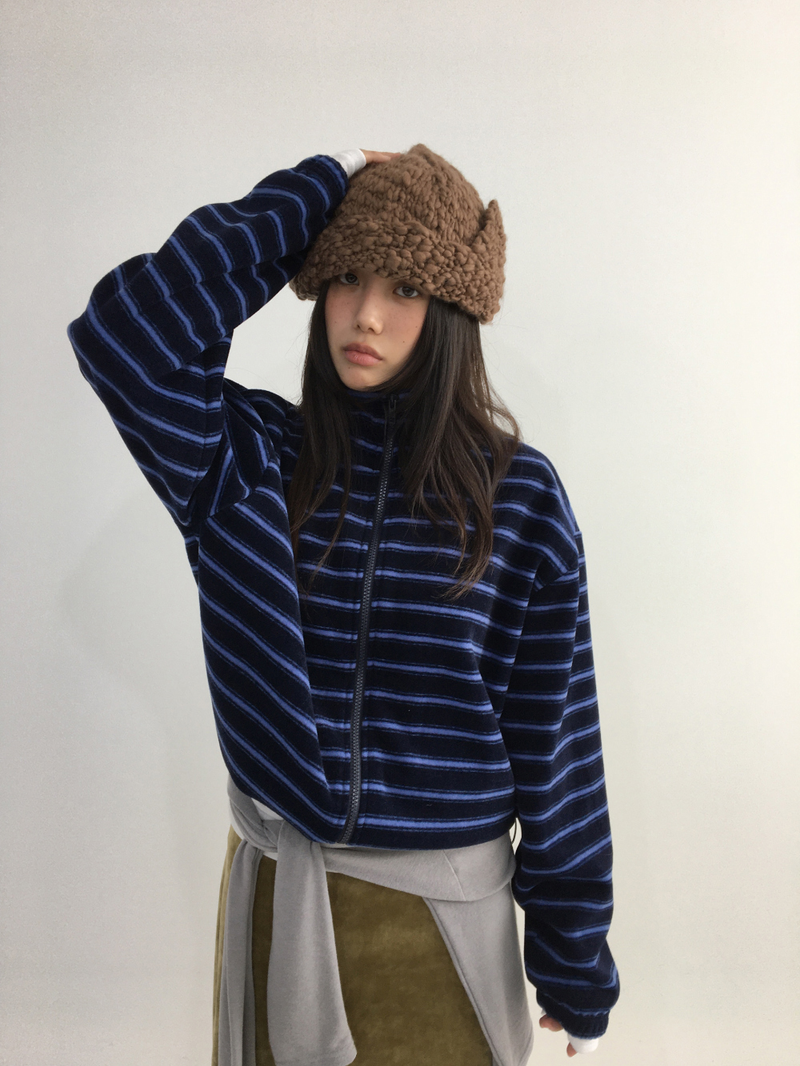 Hippo Stripe Fleece Zip-up (3color)