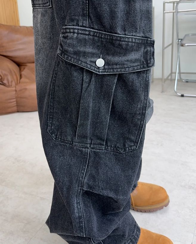 スロー バルーン カーゴ デニム パンツ