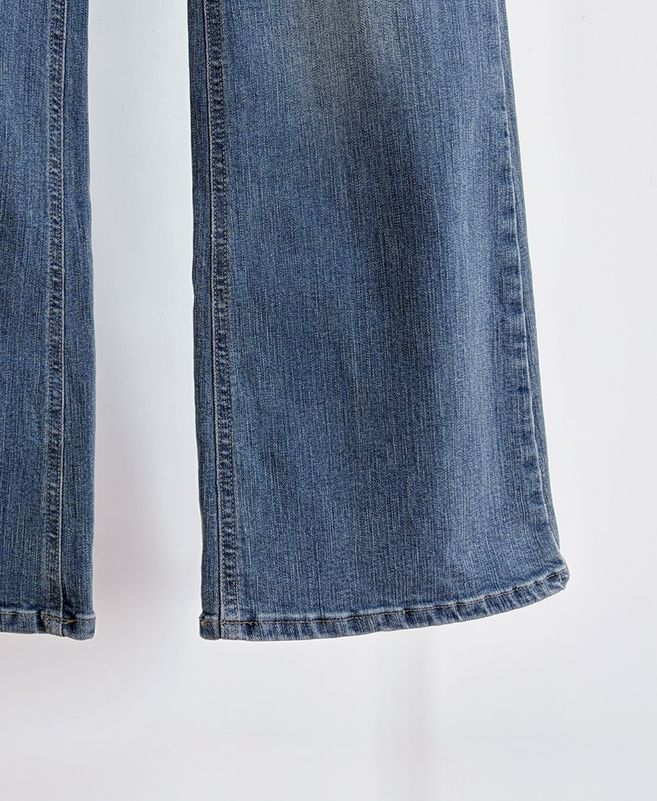レイティブ ウォッシング スパン ブーツカット デニム パンツ
