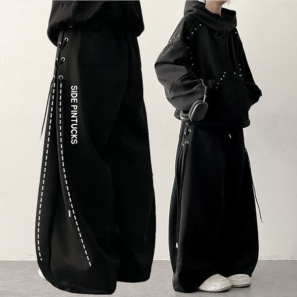 Lucci Eyelet String Training Wide Pants (2 colors)