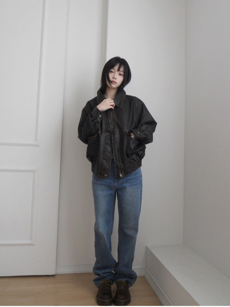 vintage leather jumper