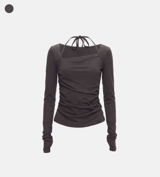 Cain Halter Shirring Long Sleeve