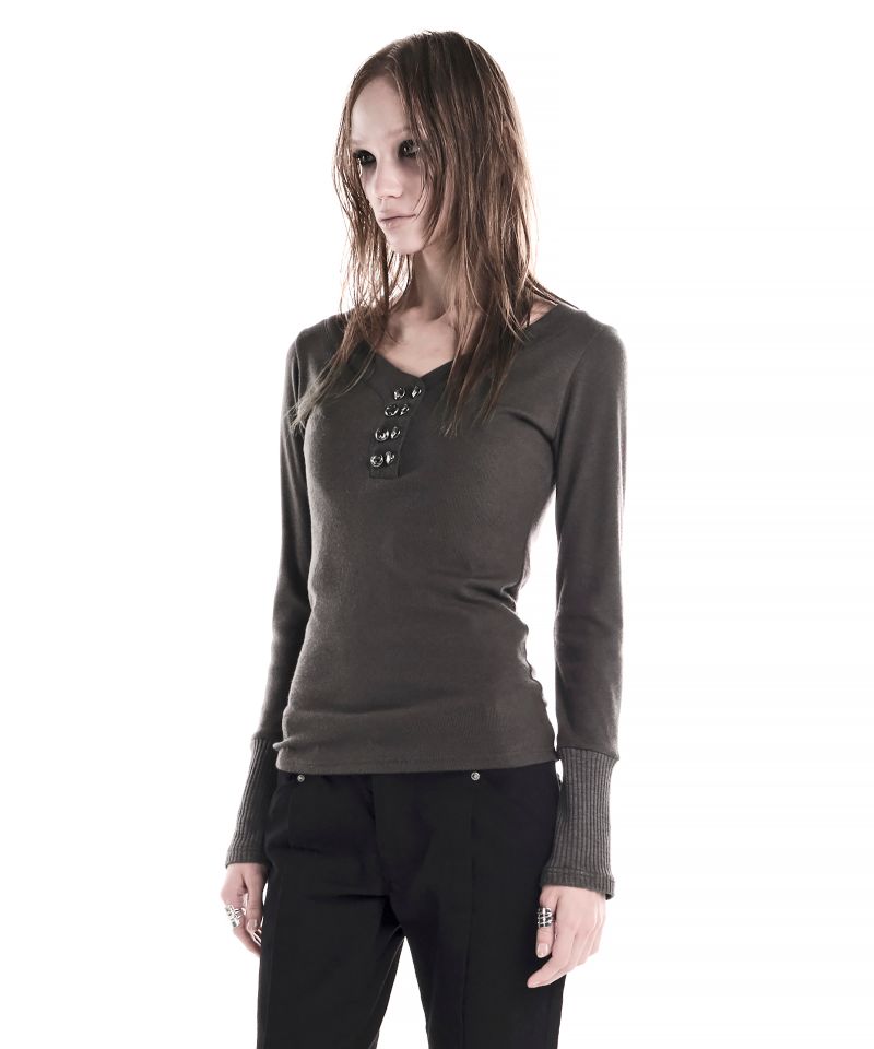 8-BUTTON HENLEY TOP KHAKI