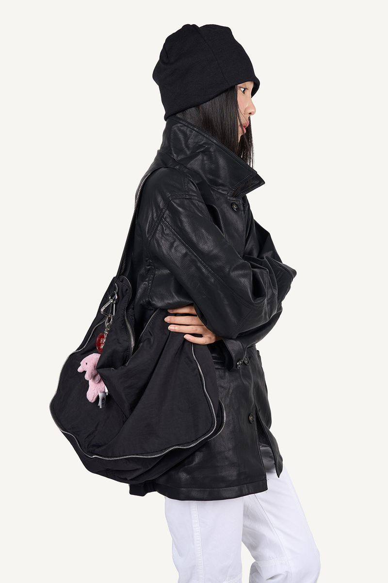 Over Fit Leather Car Coat