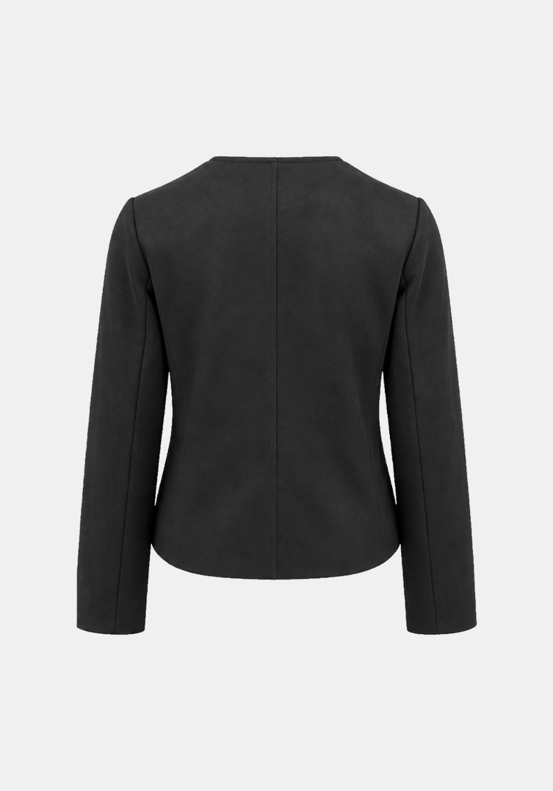 Round-Neck Suede Blouson Jacket