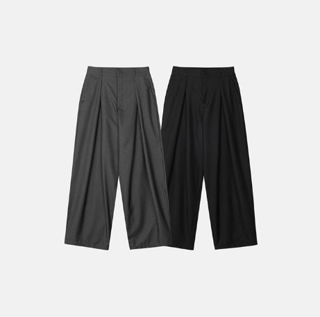 Her Deep V-Tuck Balloon Wide Slacks