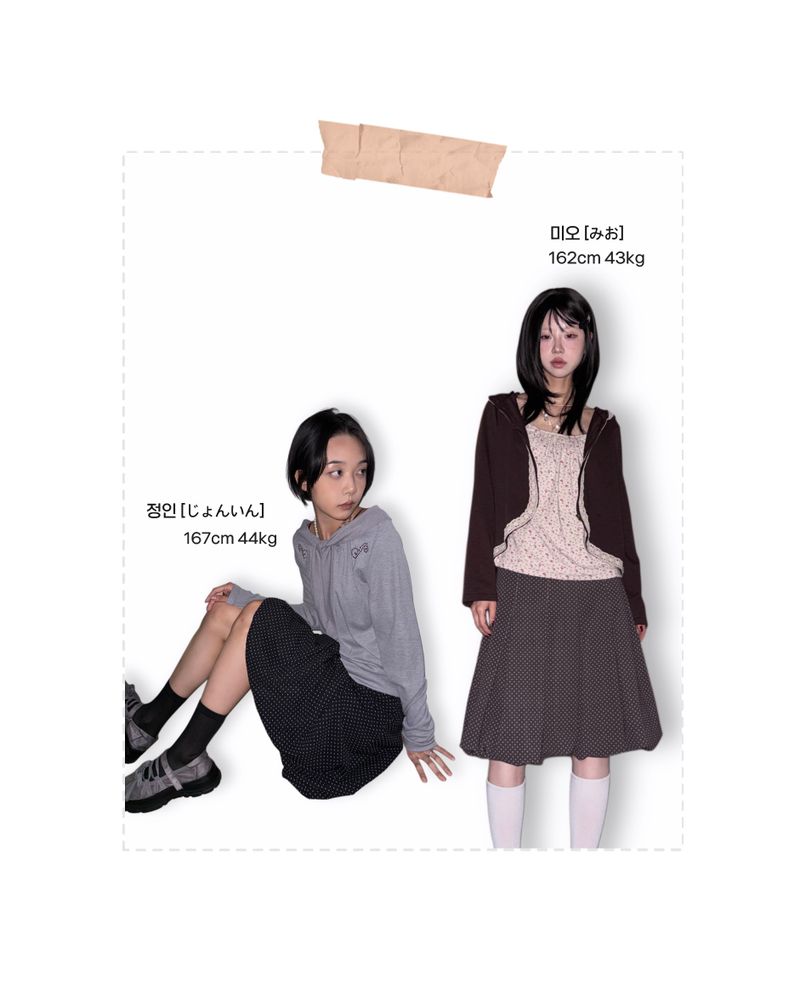 (2color) Dot Pleated Balloon Skirt