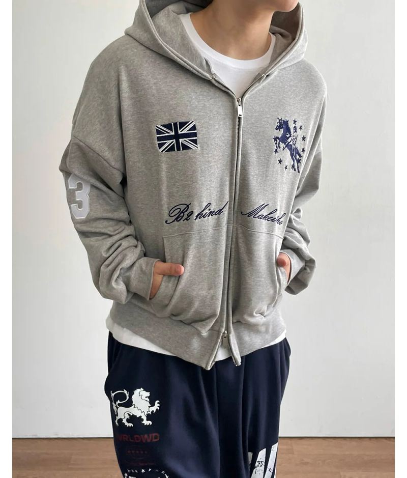 Spur Embroidery Hood Zip-up