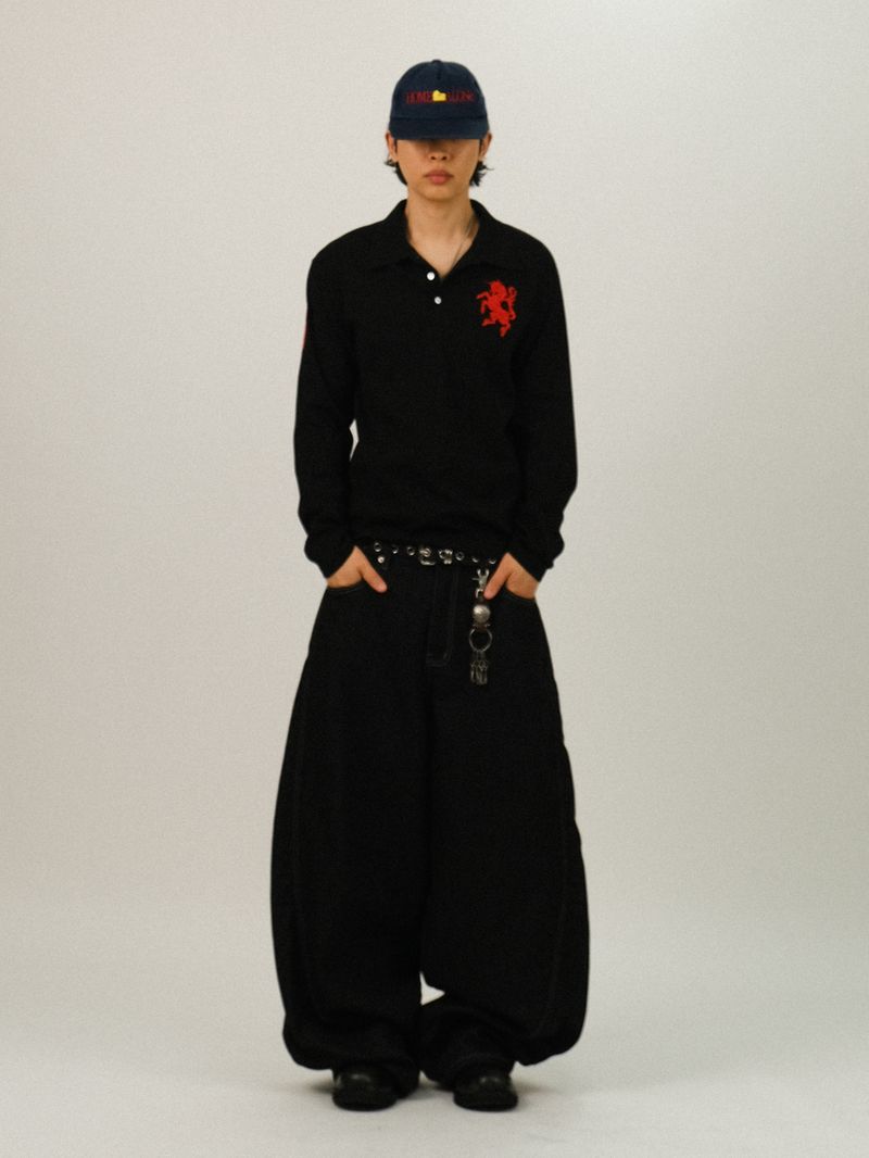 DI Color Patch Embroidery Collar T-Shirt