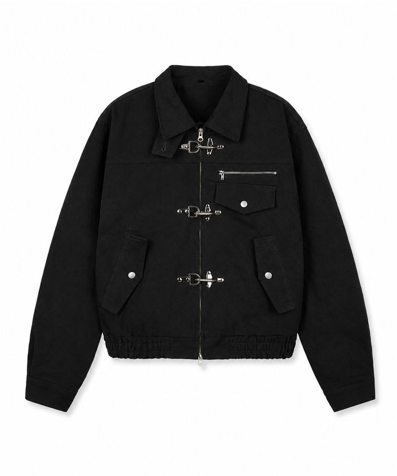 Fireman Buckle Crop Jacket - Black