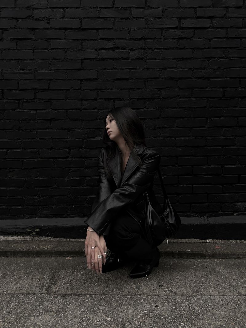 slim leather button jacket