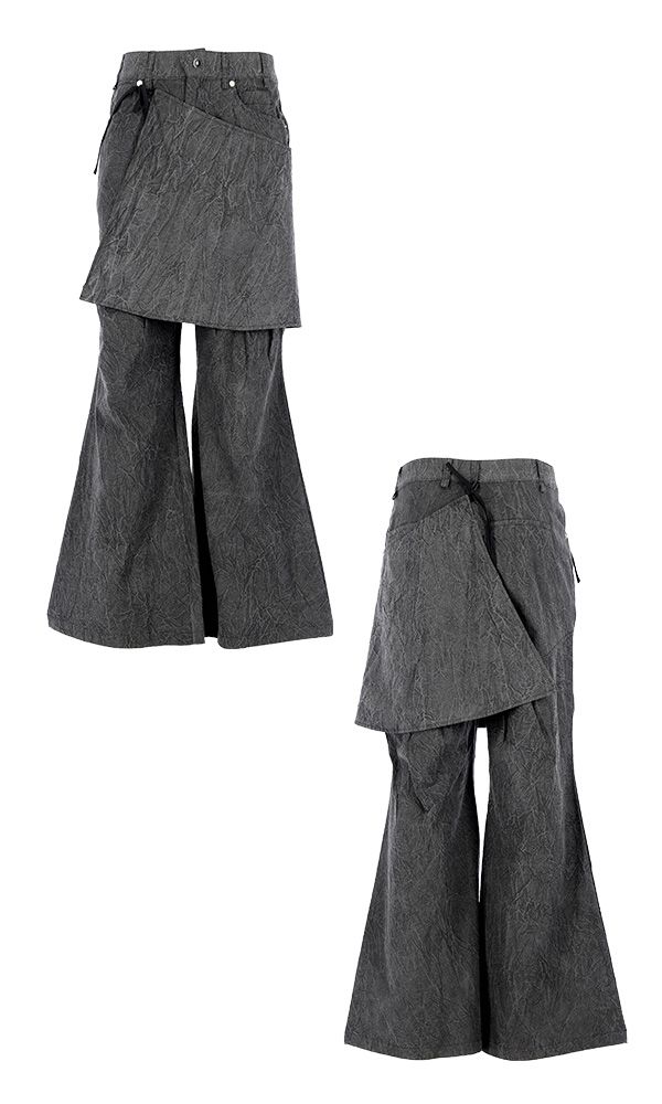 Wrinkle Wrap skirt pants Charcoal