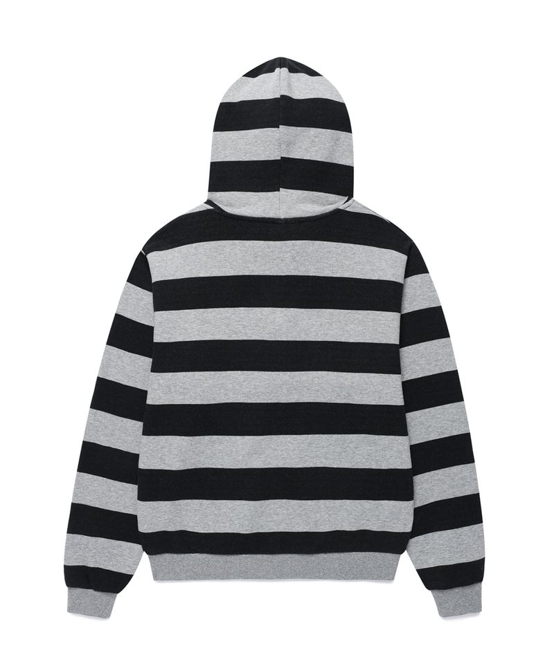 STRIPED FUR ZIP UP HOODIE BLAKC (CV2GFFM485A)