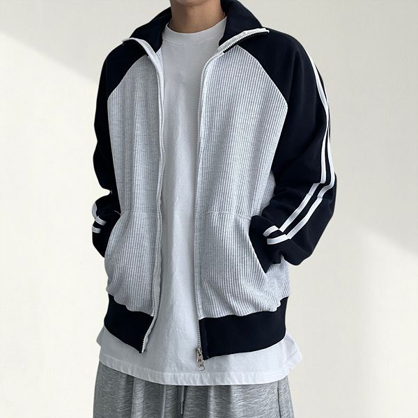 Pete Waffle Track Knit Zip-up (3 colors)