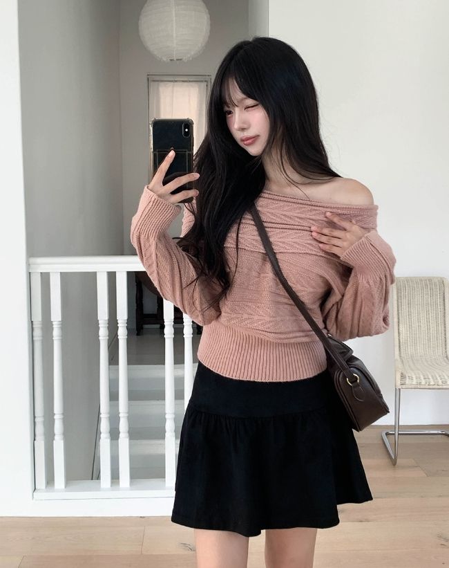 Blair Off-Shoulder Cable Knit