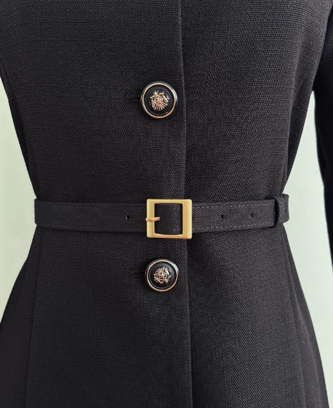 26FW★ ロイセル カラー ボタン Hライン ロング ワンピース (Belt Set)