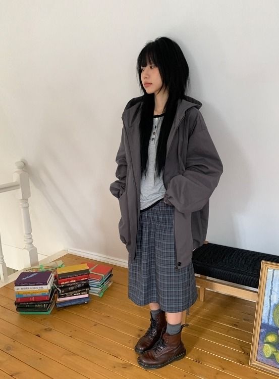 Ulan Shirring Check Banding Midi Skirt