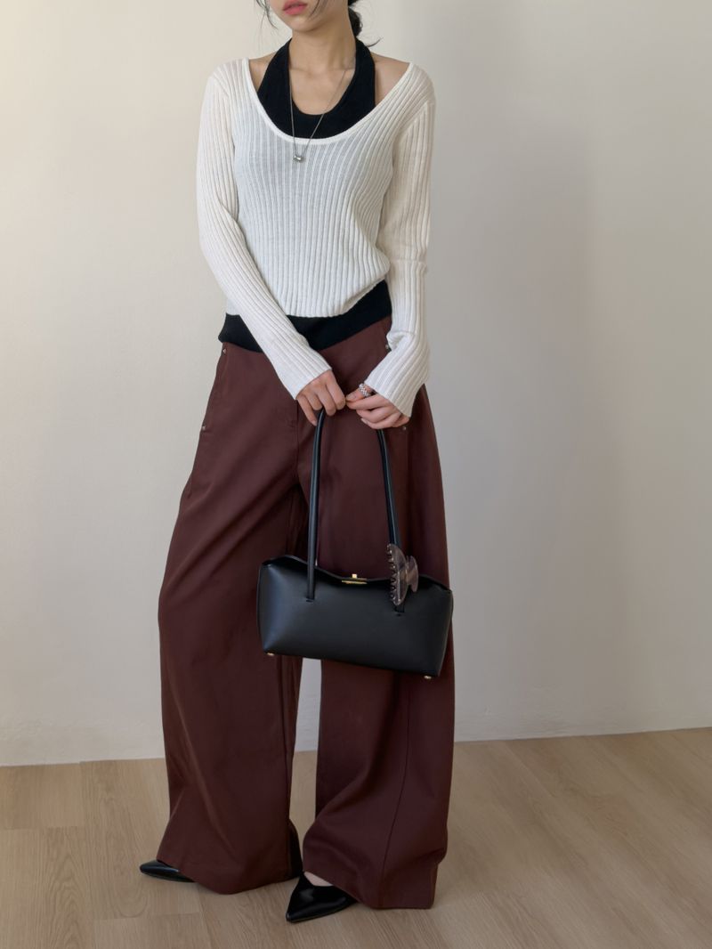 215 Rivet Curved Wide Pants