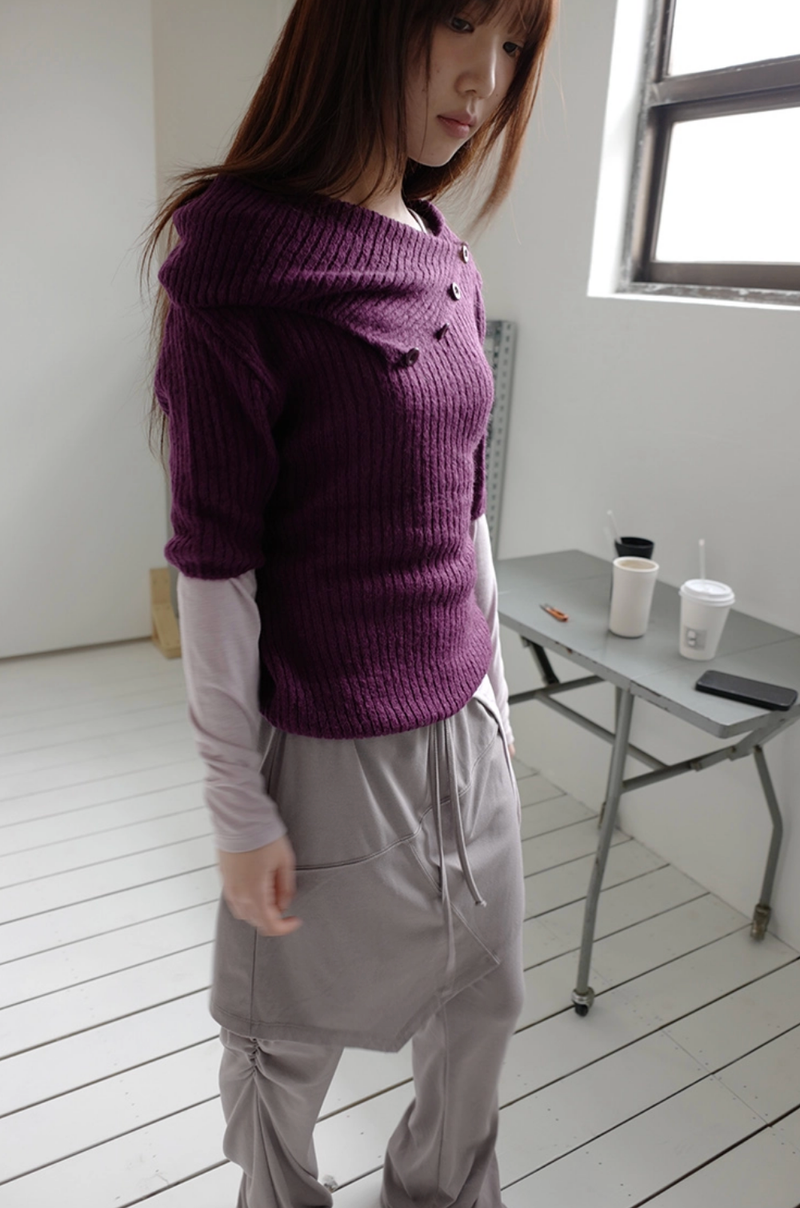 ネック ボタン ハーフ ニット (3c)