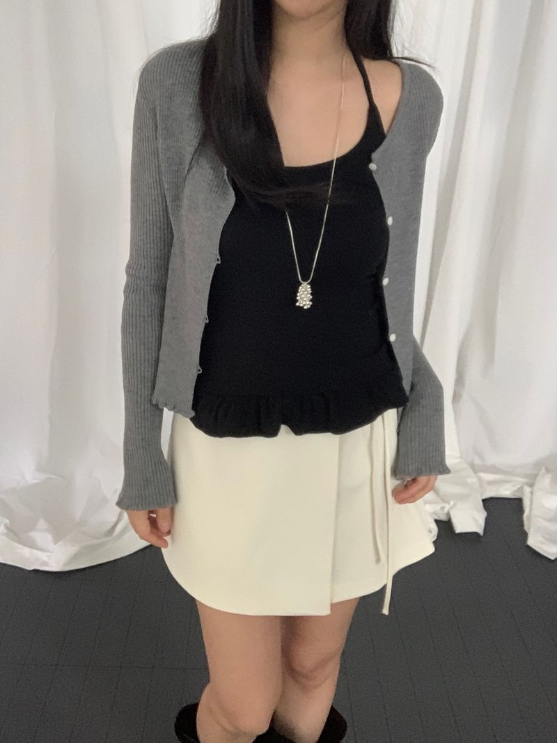 Vigent Wrap Ribbon Mini Skirt Pants
